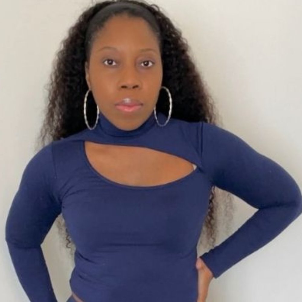 (NWT) Long Sleeve Cut Out Double Layer / Long Crop Top - Navy Blue